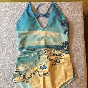 Forever 21 Ocean Print Halter Swimsuit